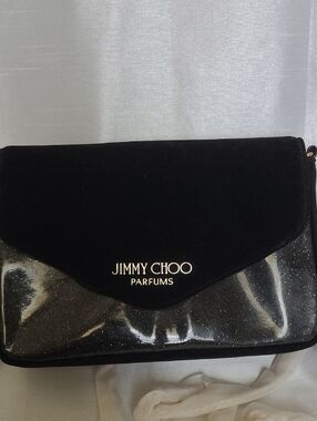 Jimmy Choo Black Glitter & Suede Crossbody Bag NWT